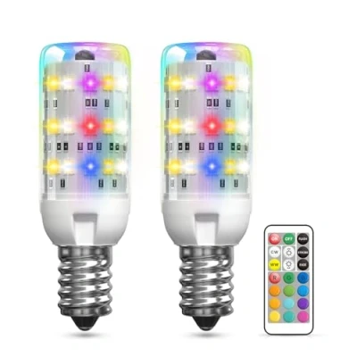 Image of BrightWish E14 Colour Changing LED Light Bulb, RGB Dimmable Smart Bulb with Remote, Warm &amp; Cool White, Memory Function, for Mood Lighting Decor, 2 Pack