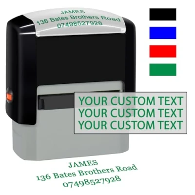Image of Personalised Stamp Custom Made Self Inking Business Company Address Rubber Stamps Customised Return with Name Date Signature