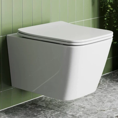 Image of Affine Slim Soft Close Square Toilet Seat Top Fix Gloss White