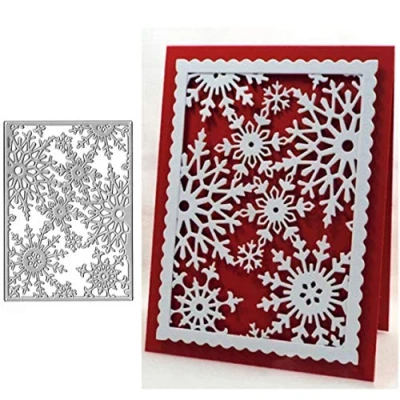 Image of Christmas Snowflake Metal Die Cuts,Frame Snow Flower Cutting Dies Cut Stencils for DIY Scrapbooking Album Decorative Embossing Paper Card Making