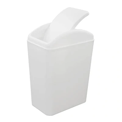 Image of Xowine 15 L Plastic Kitchen Trash Bin, Small Garbage Bin with Swing Top Lid, White