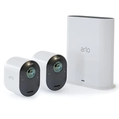 Image of Arlo Ultra Wireless Outdoor Home Security Camera System CCTV, 6 month battery, Alarm, Colour Night Vision, Weatherproof, 4K, 2 Way Audio, kit, With free trial of Secure Plan