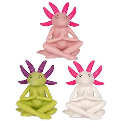 Image of Archie McPhee Spiritual Salamanders Meditating Axolotls Set of Three