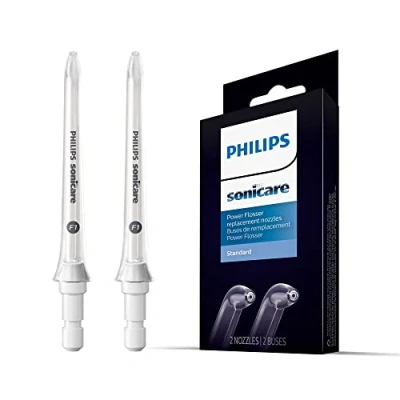 Image of Philips Sonicare Standard F1 Oral Irrigator Nozzle Twin Pack Water Flosser use with Cordless Power (Model HX3042/00)