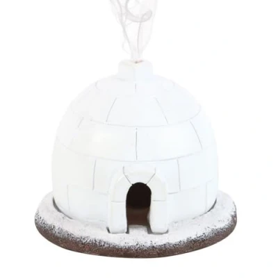 Image of Winter Igloo Incense Cone Burner Handcrafted Ceramic, Smoke Dispersion, Festive Holiday Decor, for Aromatherapy Enthusiasts, 5.5 Inch