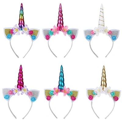 Image of Unicorn Headbands Party Favors Supplies,Plastic Horn Hair Bands,Unicorn for Girls Pack,Plastic Headbands,Unicorn Girls,Unicorn (B)