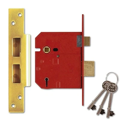 Image of Union Locks 2234E 5 Lever BS Mortice Sash Lock Plated 79.5mm Brass Finish (Visi Pack)