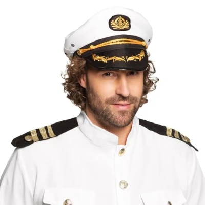 Image of Boland 44372 Captain Jonah Hat, White/Black/Gold, One Size