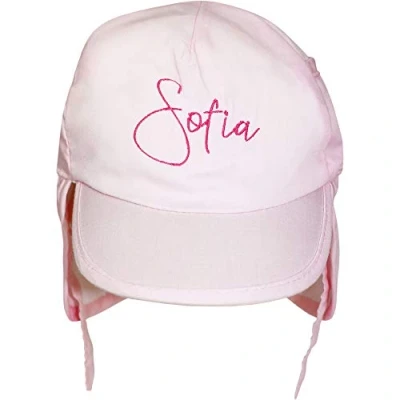 Image of TeddyTs Personalised Baby Girl&#039;s Pink Legionnaire Sun Hat (0 3 Months)