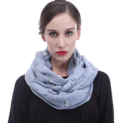 Image of Bull Terrier Dog Print Women&#039;s Infinity Scarf Snood Lightweight (Blue)