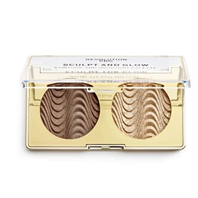 Image of Revolution Beauty London Pro, Sculpt and Glow, Face Palette, Savanna Nights, 2 Shades, 4g