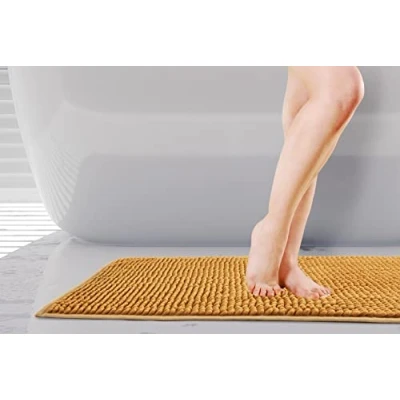 Image of Emma Barclay Noodle Soft Touch Non Slip Bathroom Rug in Ochre Bath Mat 45x75cm