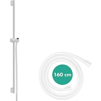 Image of Hansgrohe 24401700 Unica bar Pulsify S 90 cm with Push Slider and Isiflex Hose 160 cm, matt White, Shower Rail 90cm