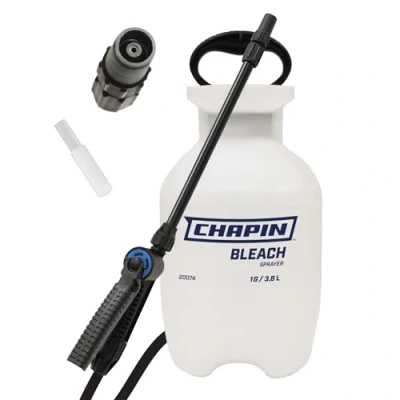 Image of Chapin International 20074 1 Gallon Bleach Sprayer, Bonus Spray Shield, Translucent White