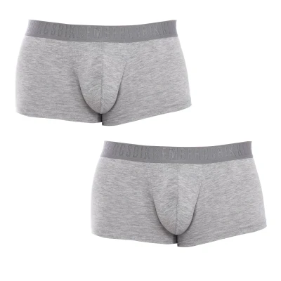 Image of Bikkembergs Mens Pack 2 Boxers Fashion Bamboo BKK1UTR03BI man Grey Rubber Size Large