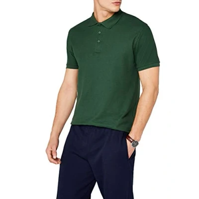 Image of Fruit of the Loom Men&#039;s Premium Short Sleeve Polo Shirt, Bottle Green, Large