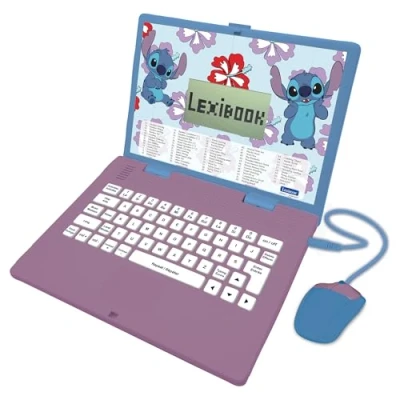 Image of Lexibook, Disney Stitch, Bilingual English/Spanish Educational Laptop, 124 Language Activities, Writing, Maths, Logic, Music and Games, Boys Girls, JC598Di2, Purple/Blue