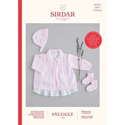 Image of Sirdar Snuggly 4 Ply Knitting Pattern 5471 Coat, Bonnet &amp; Bootees