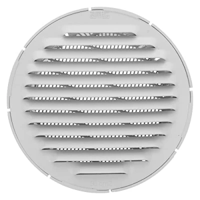 Image of Amig Round Aluminium Grille with Mosquito Net Ventilation Grilles for Air Outlet Ideal Kitchen and Bathroom Ceiling Inner Diameter: 12 cm Colour: White