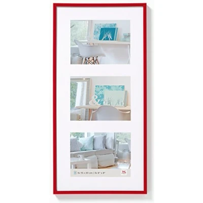 Image of walther Design Picture Frame Red 3x 13x18 cm Gallery with PassepArtout, New Lifestyle Plastic KV338R