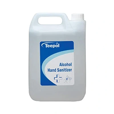 Image of Teepol Alcohol Hand Sanitizer 5L Moisturising Gel Non Sticky Fast Acting &amp; Effective Against 99.9% of Germs Canister, 5 Litre Refil Pack