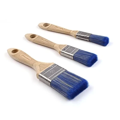 Image of ROLLINGDOG Paint Brush Set 3PCS with Wood Handle Flat Brushes for Wall, Ceiling, Edges Painting(20mm,30mm,50mm, Blue)