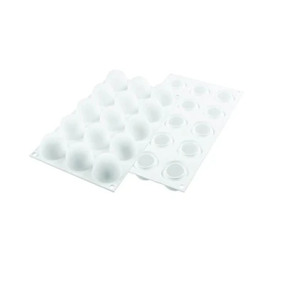 Image of Silikomart White Silicone Truffle Preparation Mold, 40ml 15 Pieces, Dome with Flat Bottom, Non stick, Italian Made, Durable for 3000 Uses, Dishwasher Safe