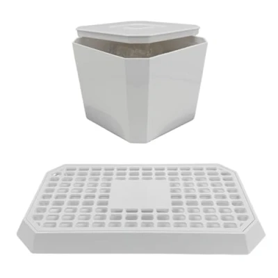 Image of Chabrias Ltd Uni Bar Rectangular Plastic Drip Tray &amp; Ice Bucket Essential For Nightclub Pub Restaurant Made in England (White)