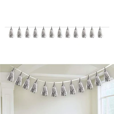 Image of Amscan 9908635 Silver Tassel Garland