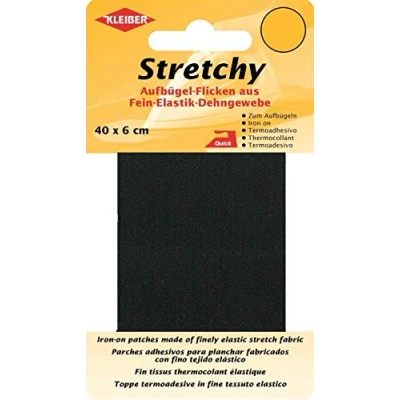 Image of Kleiber Iron On Elasticated Clothing Repair Tape, 40cm x 6cm, Black