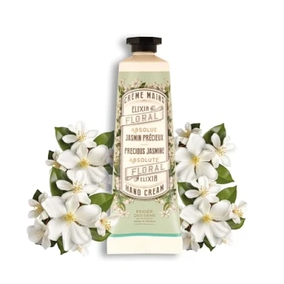 Image of Panier des Sens Jasmine Hand Cream for very Dry Hands and Skin Vegan Women Men With Almond &amp; Olive Oil Made in France 96% Natural Ingredients 75ml
