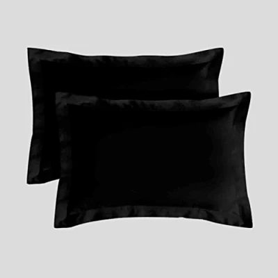 Image of 200 Thread Count Premium Oxford Pillow Cases 2 Pack 50 x 75 Envelope Closure Egyptian Cotton Black