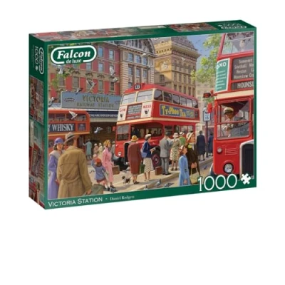 Image of Falcon Victoria Station 1000 Piece Jigsaw Puzzle for Adults Beautifully Illustrated 1000Pc Puzzle, Fun Activity at Home, Puzzles Rainy Days, Birthday Jumbo
