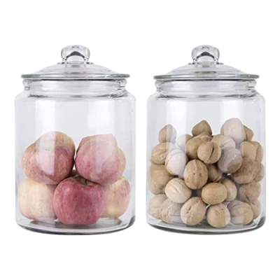 Image of ORNAMI Biscuit Glass Storage Kitchen Jar with Airtight Lid (5.8L, Set of 2)