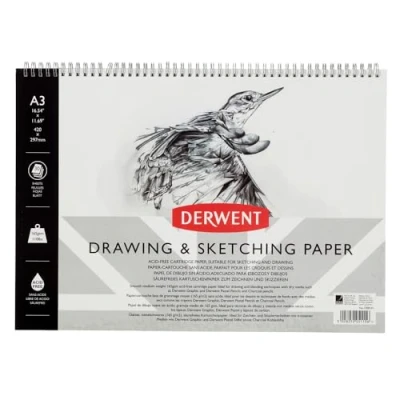 Image of Derwent Sketch Pad, A3 Landscape, Drawing &amp; Writing, 30 Sheets, Acid Free Paper, Wirebound Spine, Professional Quality, 2300141
