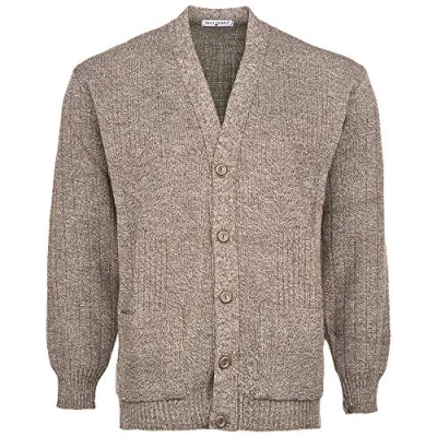 Image of Mens Knitted Cardigan Classic Style Cardigans V Neck Button Jumper Plain Coloured (Large, Beige)