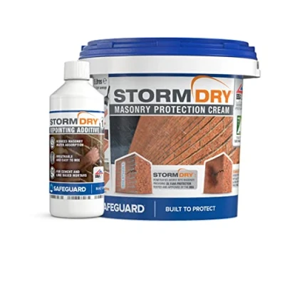 Image of Stormdry Masonry Waterproofing Cream 5L + Repointing Additive I BBA Approved Brick Sealer 25 Year Protection Against Penetrating Damp