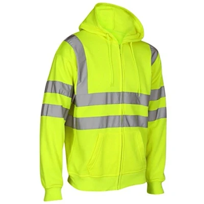Image of Kapton Hi Vis Visibility Zip Sweatshirt Hoody Hooded Work Top EN471 (L, Reflective Yellow)