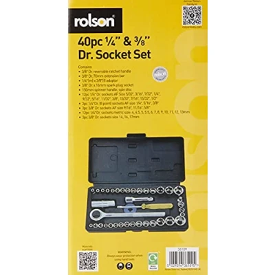 Image of Rolson 36109 40 pc 1/4&quot; &amp; 3/8&quot; Dr. Socket Set