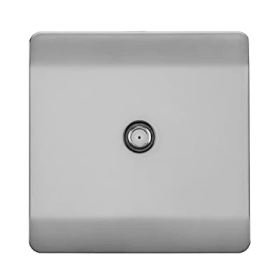Image of Trendi 1 Gang Artistic Modern Glossy Screwless Television Satellite Socket in Stainless Steel