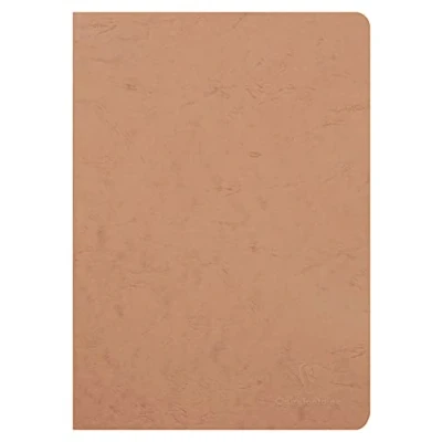Image of Clairefontaine 733000C Collection Age Bag Tobacco Stapled Notebook A4 21x29.7 cm 96 Plain White Pages 90 g Paper Glossy Leather Grain Card Cover