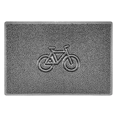 Image of Nicoman Bike Embossed Shape Door Mat Dirt Trapper Washable Barrier Doormat (Use Indoor or Sheltered Outdoor) (90x60cm/3x2ft,Large) Grey