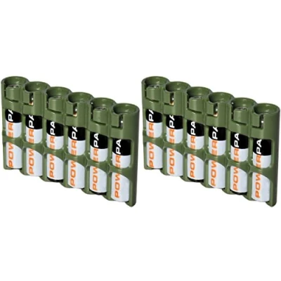 Image of Storacell Powerpax Slim Line&quot;AAA&quot; Battery Caddy, Military Green X 2 Pack Each Holds 6&quot;AAA&quot; Batteries
