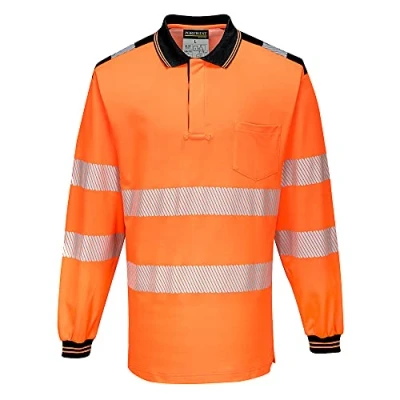 Image of Portwest PW3 Hi Vis Polo Shirt L/S, Size: 4XL, Colour: Orange/Black, T184OBR4XL
