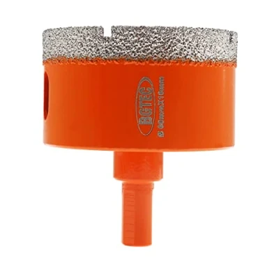 Image of BGTEC Diamond Core Drill Bits, 60mm Triangle Shank Hole Saw Bits for Ceramic Porcelain Tile Marble Granite Stoneware Quartz Vacuum Brazed Bit 65mm Length