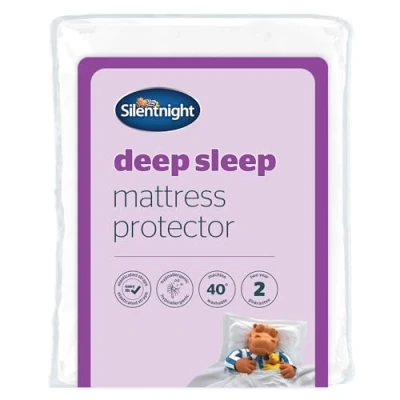 Image of Silentnight Deep Sleep Mattress Protector Supersoft Quilted Bed Cover with Extra Fitted Easy Fit Stretch Elasticated Straps Machine Washable and Hypoallergenic Super King