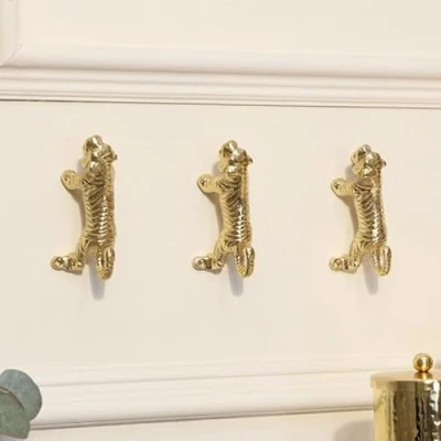 Image of Melody Maison Set of 3 Gold Tiger Wall Hooks