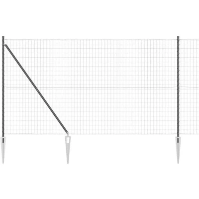 Image of vidaXL Euro Fence with 7 Spike Posts 1.5x10 m Galvanised Steel Grey
