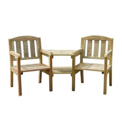 Image of ZEST Caroline Companion Seat Durable Wooden Garden Bench for Two, PEFC Certified, Love Seat, Perfect Patios, Decks, and Gardens 10 Year Guarantee Against Rot