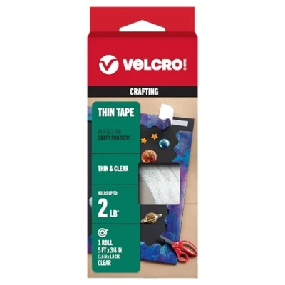 Image of Velcro (R Brand Thin Fasteners Tape 3/4 x 5inches, Clear